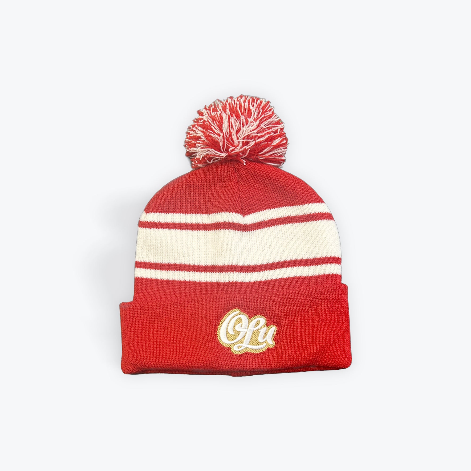 帽子 ollun ponpon knit hat 帽子 ollun ponpon knit hat pom-pom-knit-cap-black-front-